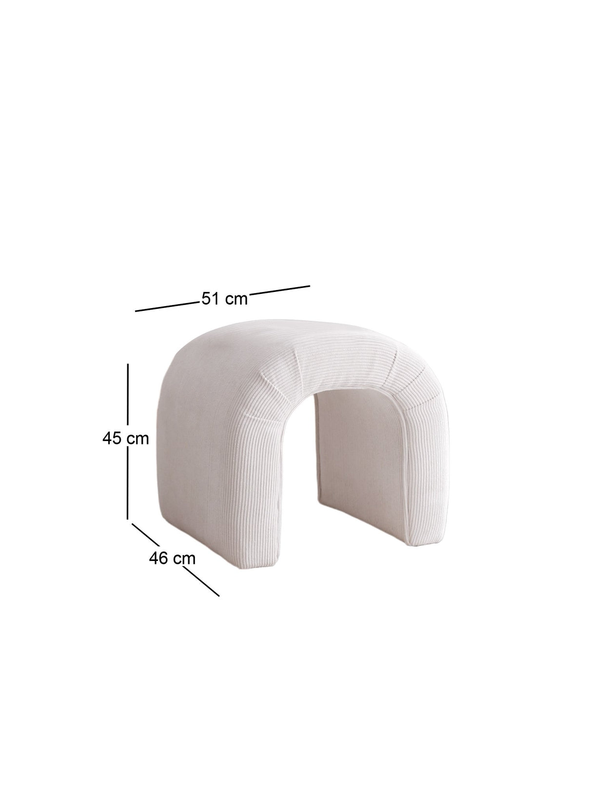 Taburet Nu Fitilli, Alb, 51x46x45 cm