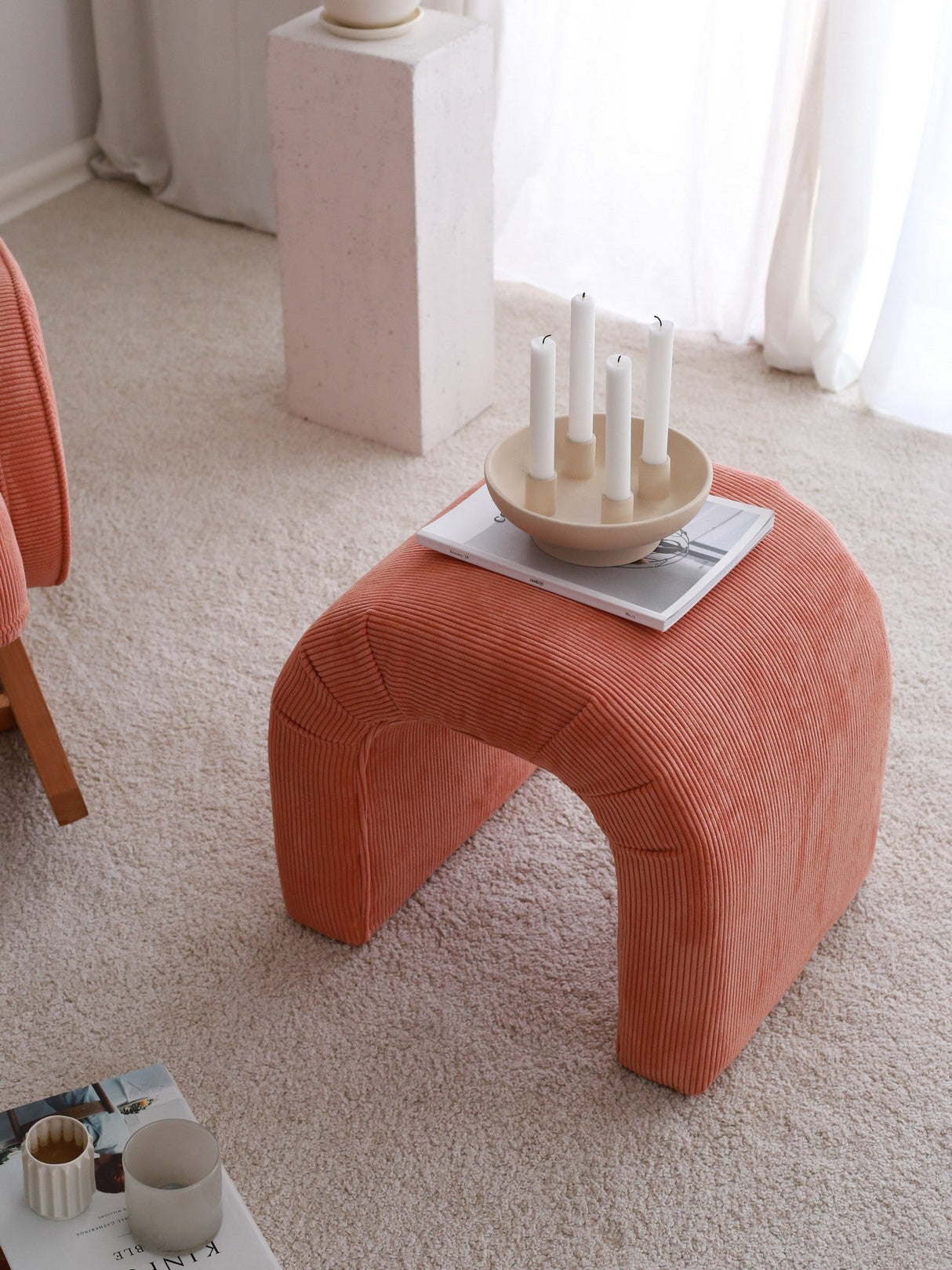 Taburet Nu, Diverse culori, 51x46x45 cm - Coral | SKU: 383EVN1117 | Taburet Nu, 51x46x45 cm, varianta Coral, produs pentru amenajarea locuinței, disponibil online în România la CasaMob