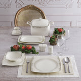 Serviciu de masă 85 bucăți GBSCR85KYT8305489, Alb - Argintiu, 26x26 cm