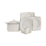 Serviciu de masă 85 bucăți GBSCR85KYT8305489, Alb - Argintiu, 26x26 cm