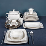 Serviciu de masă 85 bucăți GBSCR85KYT8305906, Alb - Argintiu, 26x26 cm