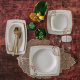 Serviciu de masă 85 bucăți GBSCR85KYT8405430, Alb - Auriu, 26x26x2 cm