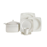 Serviciu de masă 85 bucăți GBSCR85KYT8405470, Alb - Gri, 26x26 cm