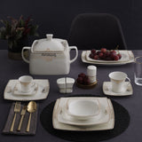 Serviciu de masă 85 bucăți GBSCR85KYT8405686, Alb - Auriu, 26x26x2 cm