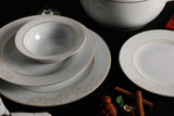 Serviciu de masă 84 bucăți TLS84YT9305108, Alb - Auriu, 26x26 cm