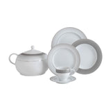 Serviciu de masă 84 bucăți TLS84YT9305437, Alb - Argintiu, 26x26 cm