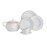 Serviciu de masă 84 bucăți TLS84YT9401268, Alb - Auriu, 26x26 cm