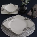 Serviciu de masă 85 bucăți GBSCR85KYT84056861, Alb - Argintiu - Negru, 26x26 cm