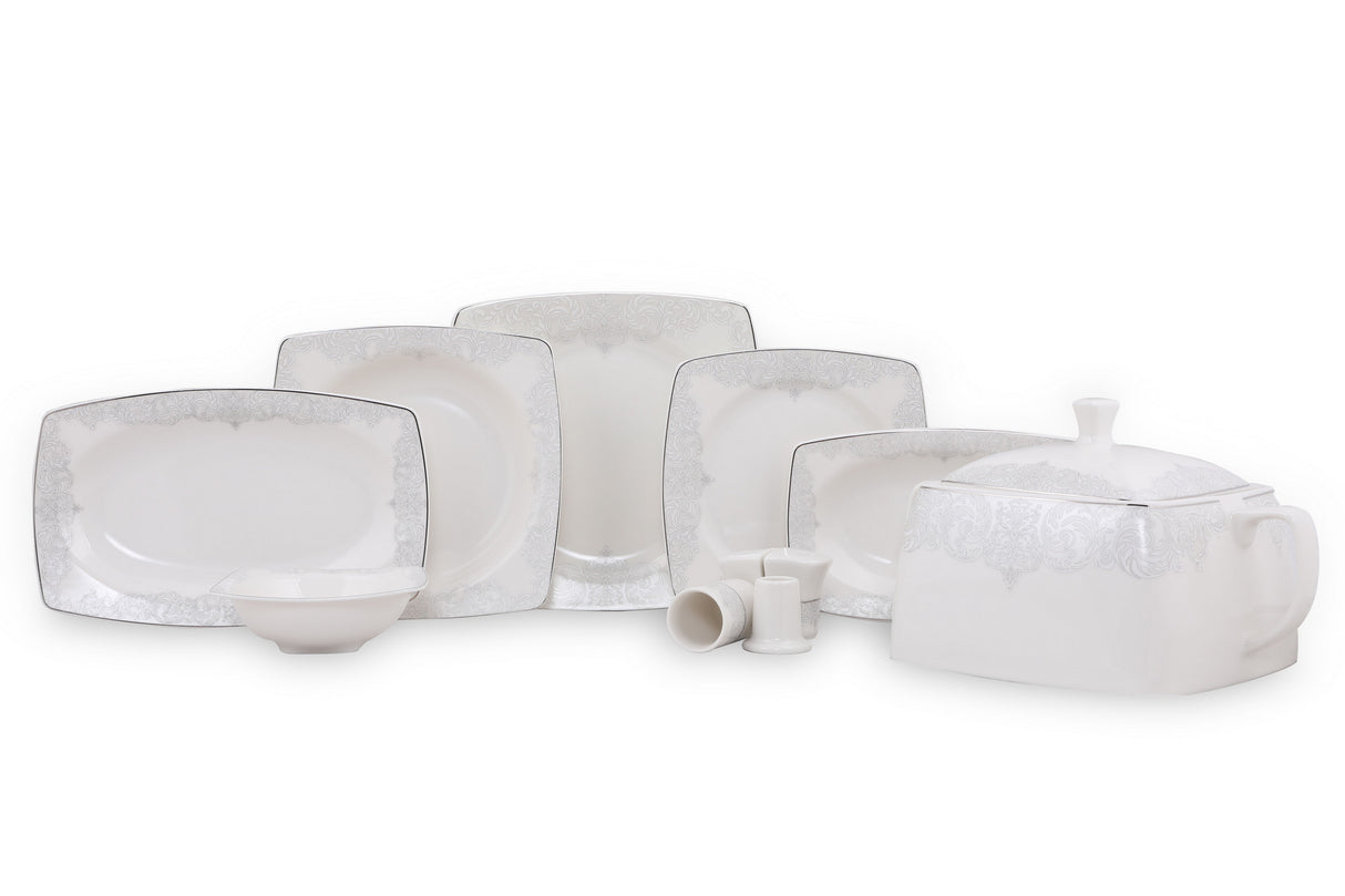 Serviciu de masă 61 bucăți GBSCR61KYT8305428, Alb, 29x18 cm