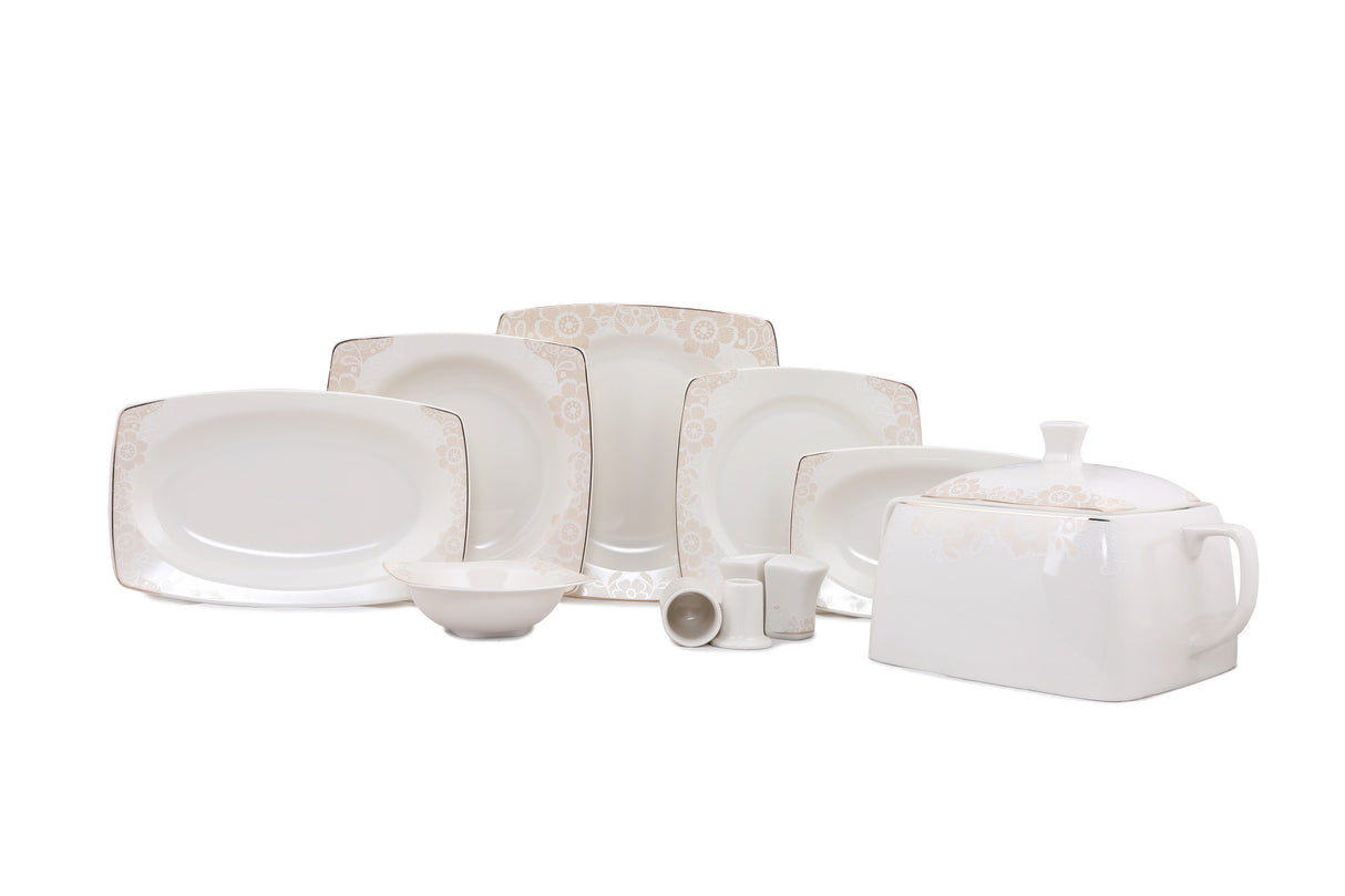Serviciu de masă 61 bucăți GBSCR61KYT8305487, Alb, 29x18 cm