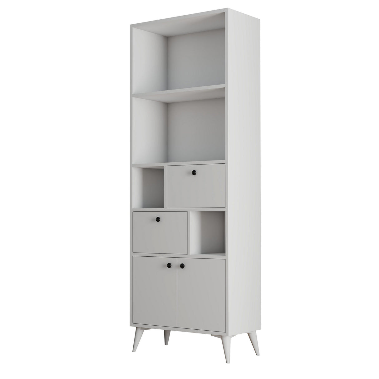 Bibliotecă Ninova - 1954, Alb, 69x35x195 cm
