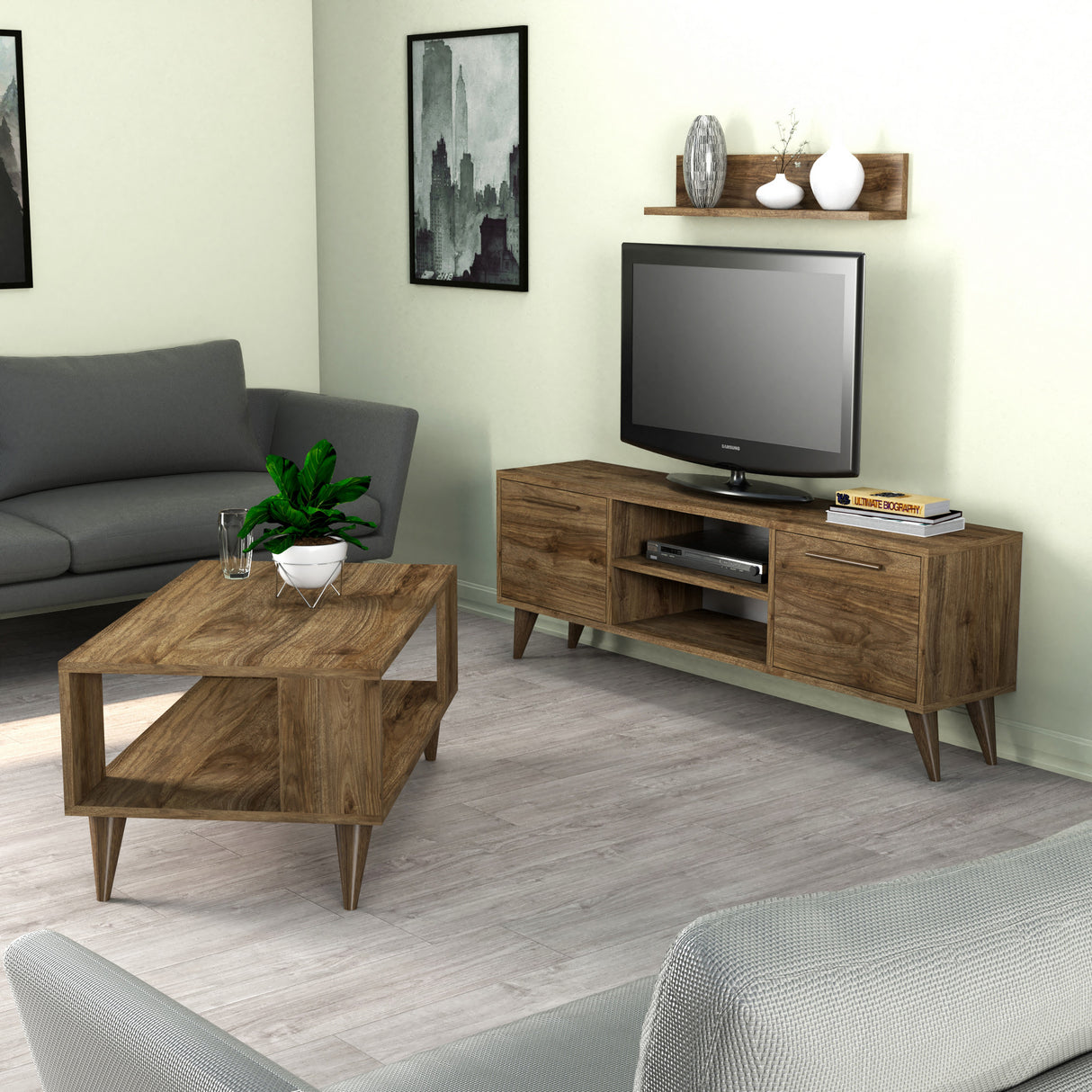 Set mobilă pentru sufragerie Set 1116 - 2022, Nuc, 138x30x49 cm
