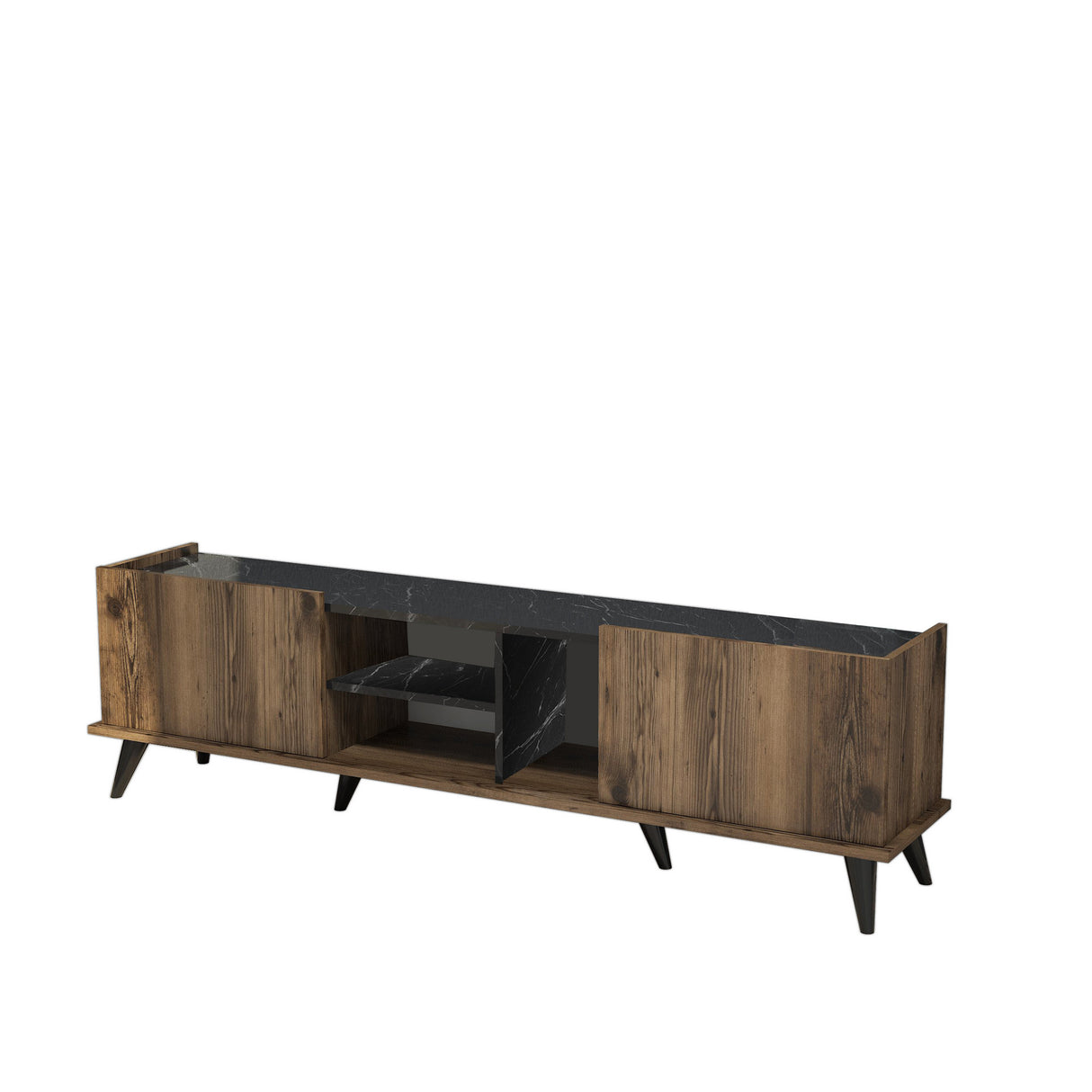 Set mobilă pentru sufragerie Set 1330 - 2024, Nuc - Negru, 180x34x52 cm
