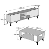Set mobilă pentru sufragerie Set 1330 - 2024, Nuc - Negru, 180x34x52 cm
