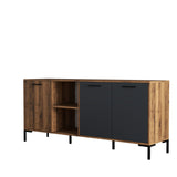 Set mobilă pentru sufragerie Set 1590-2080-1630, Nuc - Antracit, 150x34x52 cm