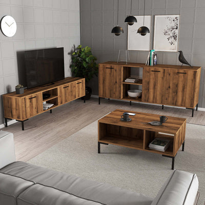 Set mobilă pentru sufragerie Set 1592-2082-1632, Nuc, 150x34x52 cm, SKU 389MZA2116, imagine 1