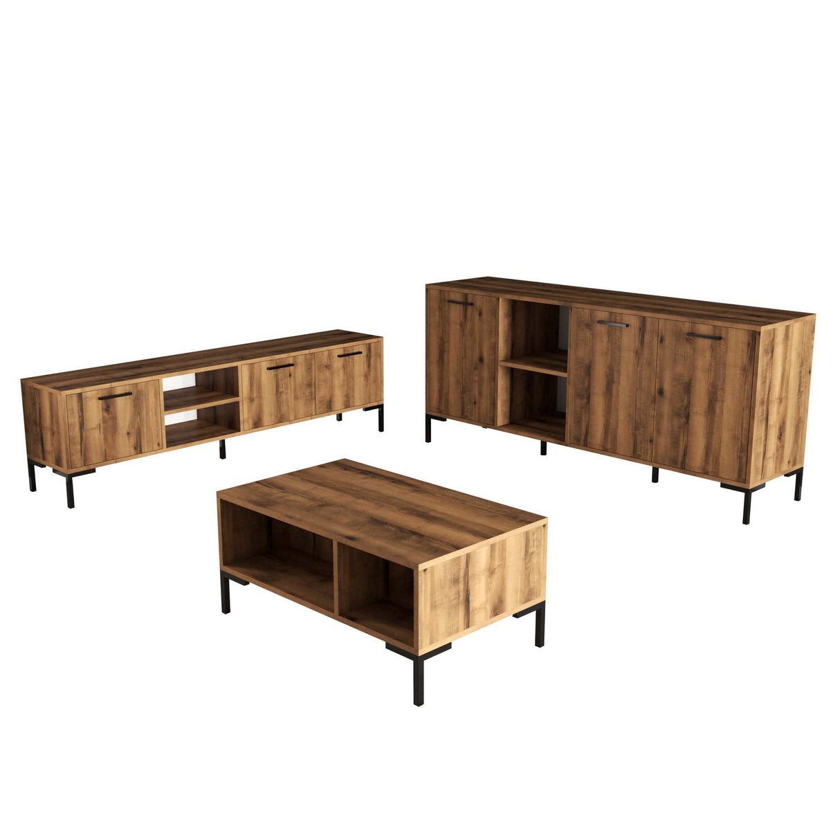 Set mobilă pentru sufragerie Set 1592-2082-1632, Nuc, 150x34x52 cm