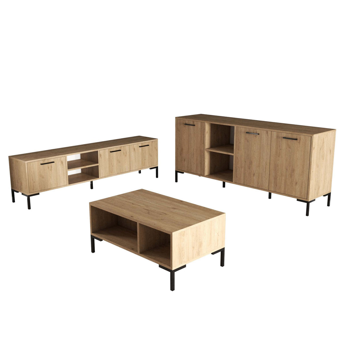 Set mobilă pentru sufragerie Set 1596-2086-1636, Stejar, 150x34x52 cm