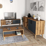 Set mobilă pentru sufragerie Set 1580-2070-1620, Nuc - Antracit, 150x34x52 cm