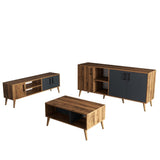 Set mobilă pentru sufragerie Set 1580-2070-1620, Nuc - Antracit, 150x34x52 cm