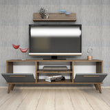 Comodă TV Senfoni 1118, Nuc - Antracit, 138x30x49 cm