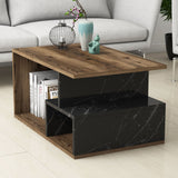 Măsuță de cafea Arte 2040, Dark walnut - Black marble, 90x42x54 cm