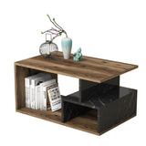 Măsuță de cafea Arte 2040, Dark walnut - Black marble, 90x42x54 cm