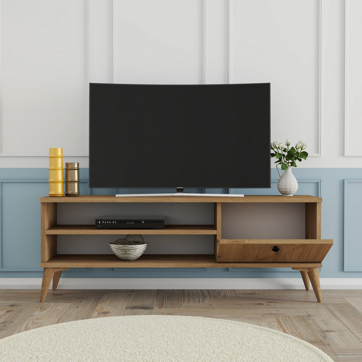 Comodă TV Retro 1562, Stejar, 120x30x15 cm