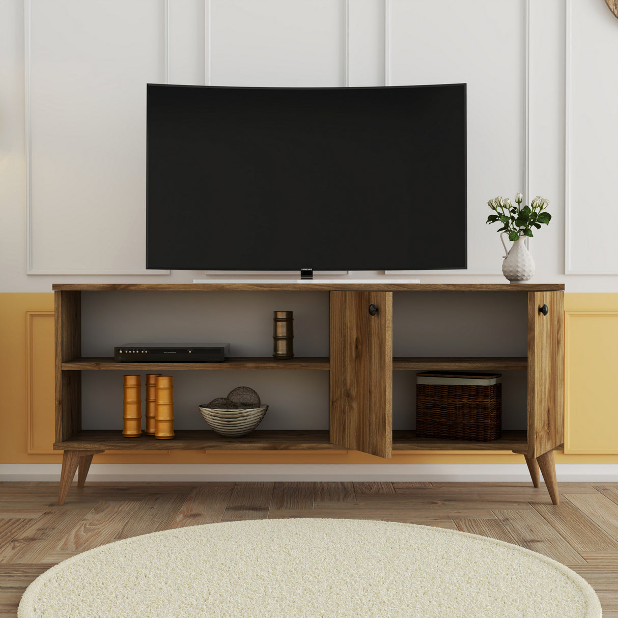 Comodă TV Everest 1570, Nuc, 138x30x60 cm