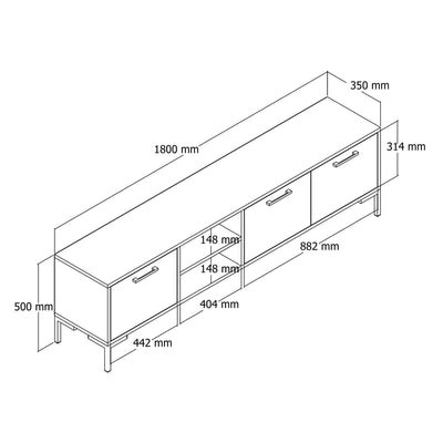 Comodă TV Aurora 1592, Nuc, 180x35x50 cm, SKU 389MZA1160, imagine 5