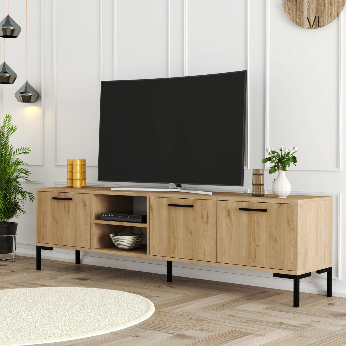 Comodă TV Aurora 1596, Stejar, 180x35x50 cm