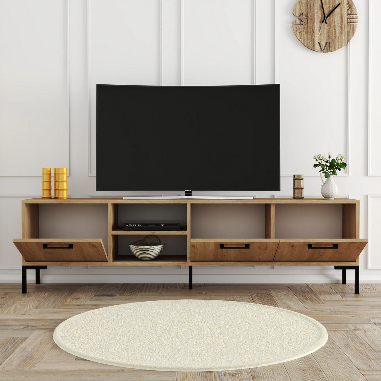 Comodă TV Aurora 1596, Stejar, 180x35x50 cm