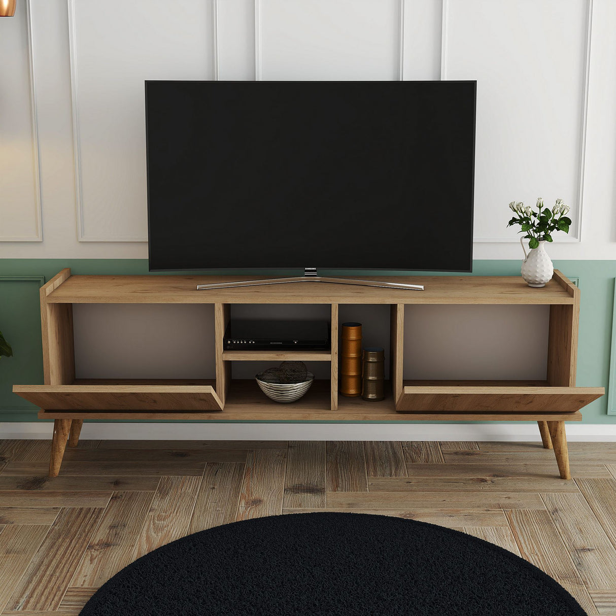 Comodă TV Carmen - 1532, Stejar, 150x34x52 cm