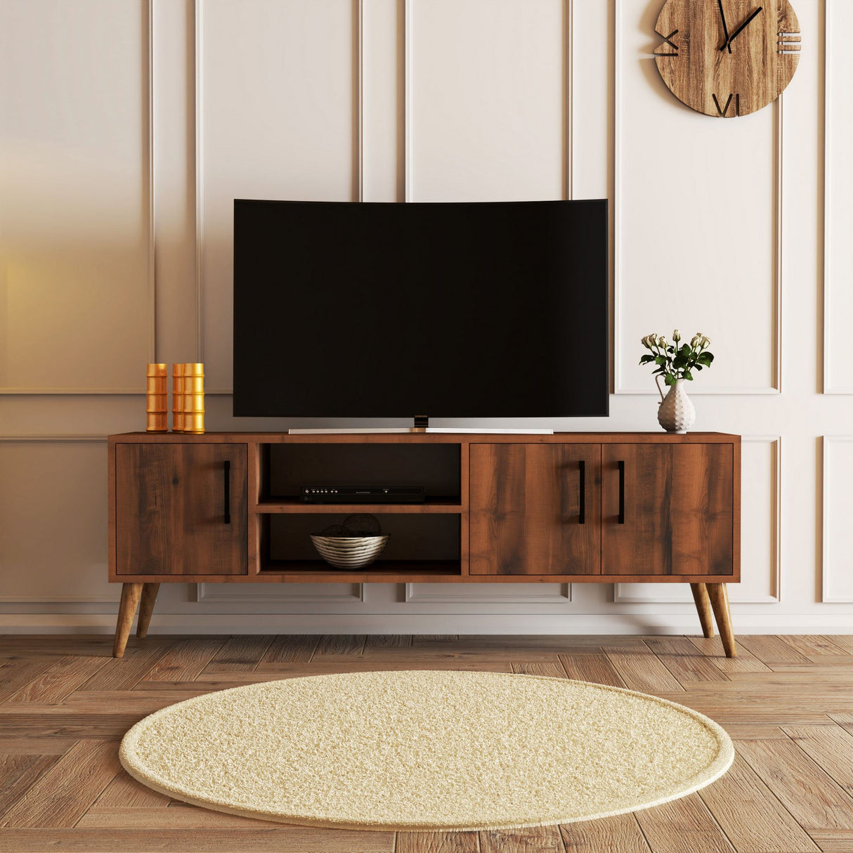 Comodă TV Exxen - 1582, Nuc, 150x34x52 cm