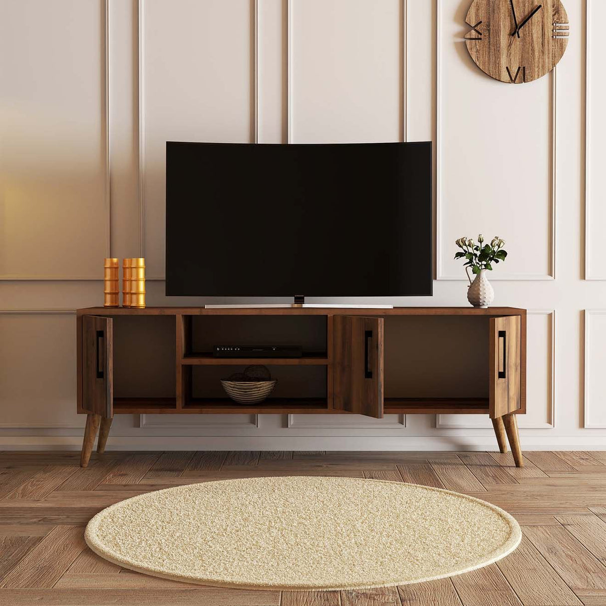 Comodă TV Exxen - 1582, Nuc, 150x34x52 cm