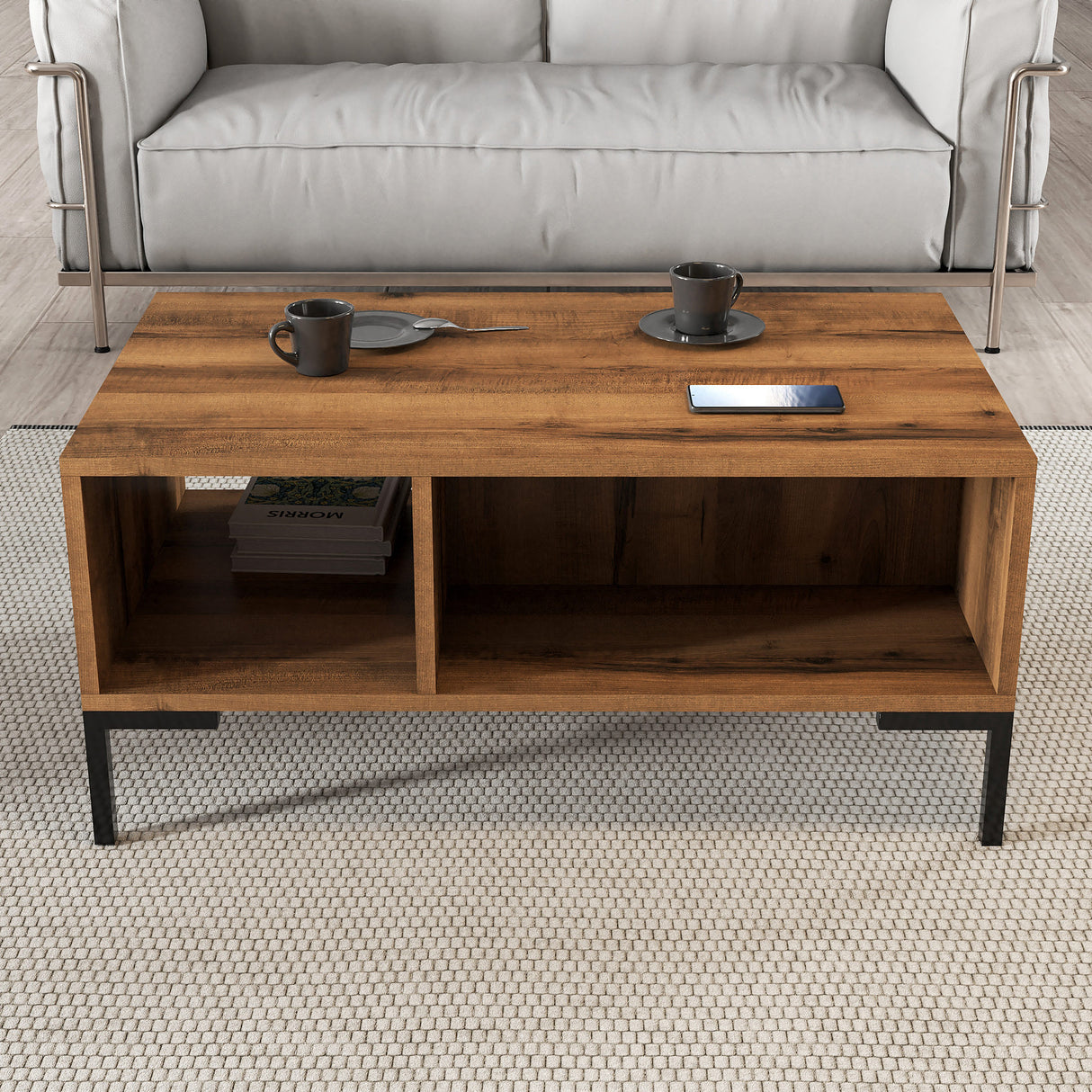 Măsuță de cafea Aurora - 2082, Nuc, 90x42x54 cm