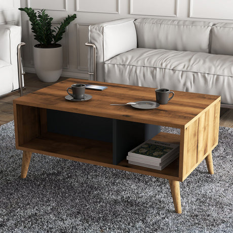 Măsuță de cafea Exxen - 2070, Nuc - Antracit, 90x42x54 cm