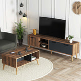 Set mobilă pentru sufragerie Set 1581-2070, Nuc - Antracit, 180x35x53 cm