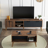 Set mobilă pentru sufragerie Set 1581-2070, Nuc - Antracit, 180x35x53 cm