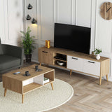 Set mobilă pentru sufragerie Set 1585-2074, Stejar - Alb, 180x35x53 cm