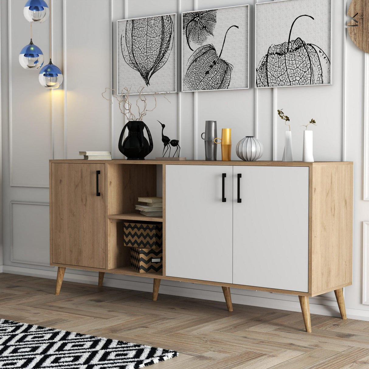 Consolă Exxen Console, Stejar, 180x80x45 cm - Stejar Alb, SKU 389MZA2205