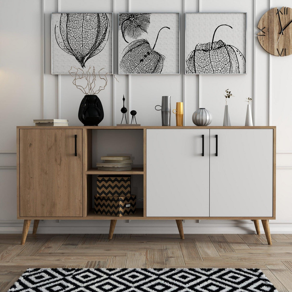 Consolă Exxen Console, Stejar, 180x80x45 cm - Stejar Alb, SKU 389MZA2205