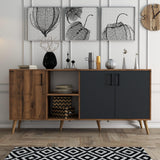 Consolă Exxen Console, Stejar, 180x80x45 cm - Antracit de nuc, SKU 389MZA2205
