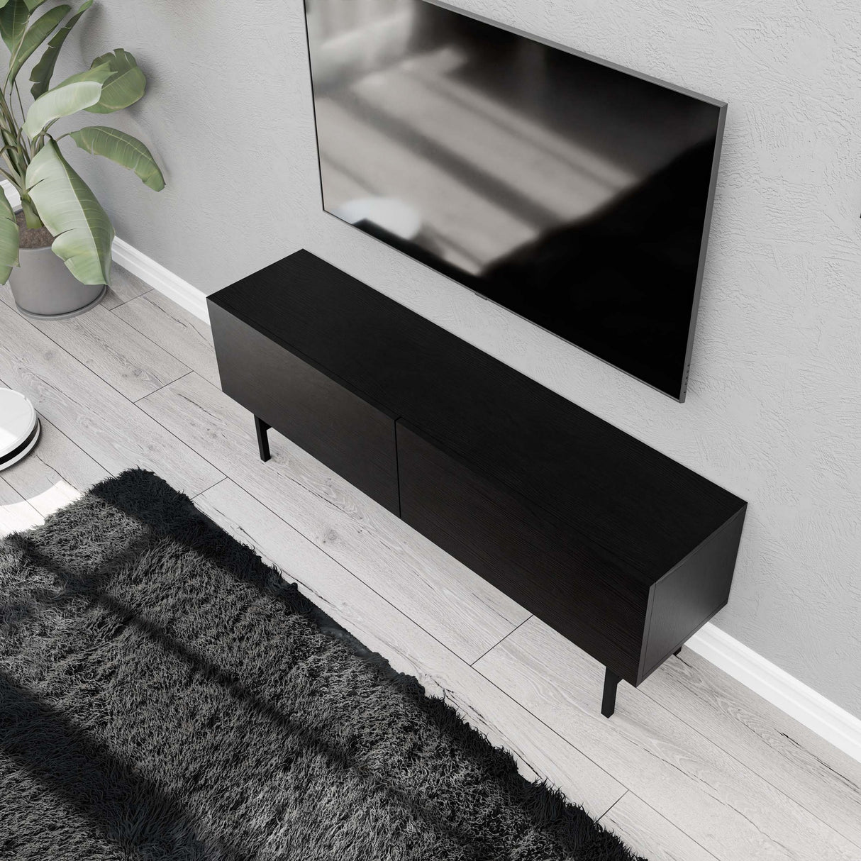 Comodă TV Felix 4000, Negru, 138x30x50 cm
