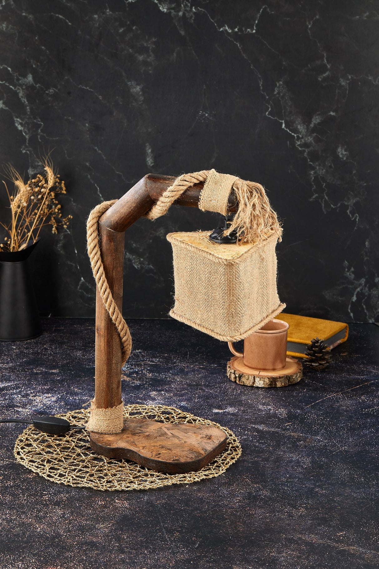 Veioză Triangle - Antiquation, Natur, Ø19x15 cm