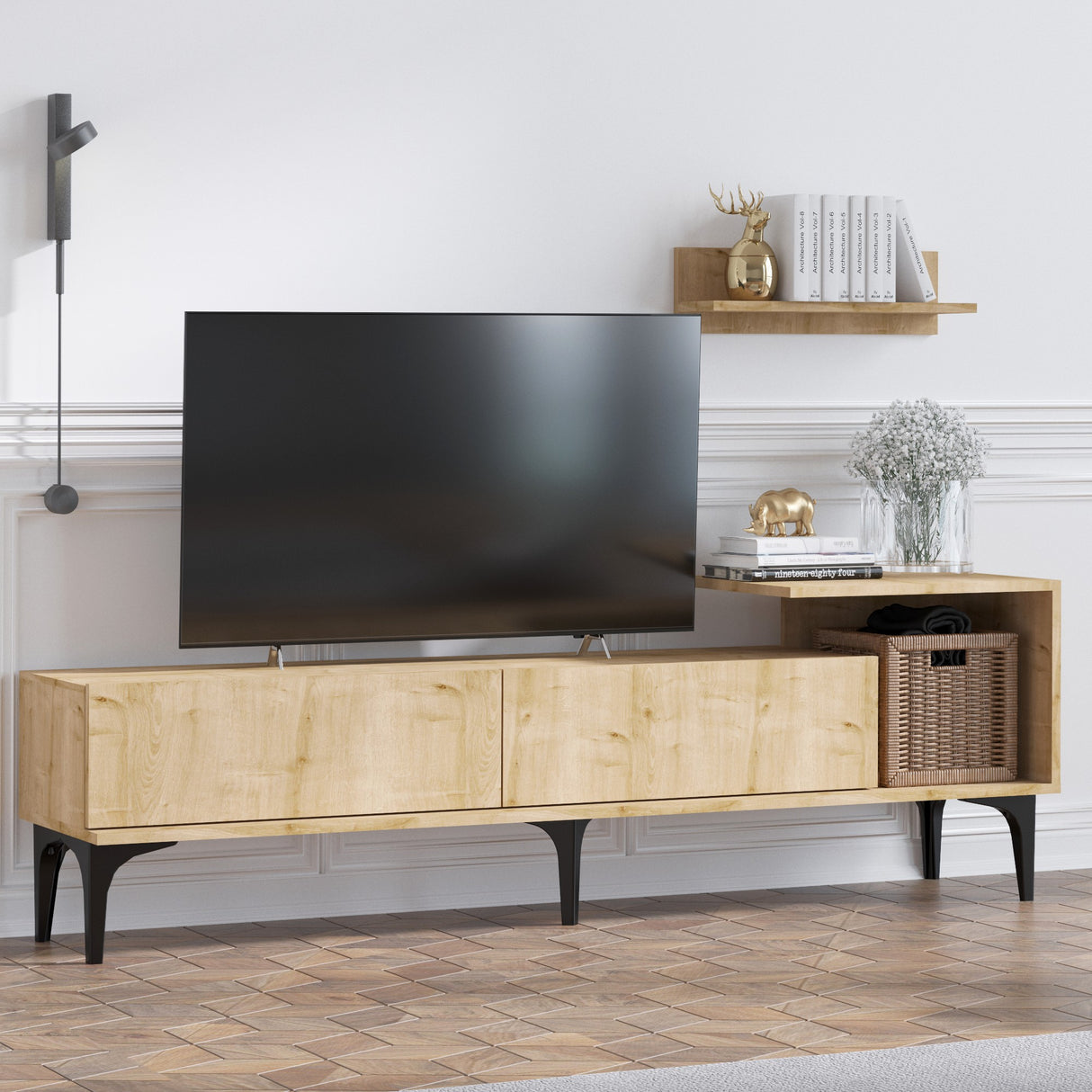 Comodă TV Lia, Stejar, 180x35x65 cm