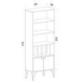 Bibliotecă Pollux, Stejar safir, 60x30x175 cm
