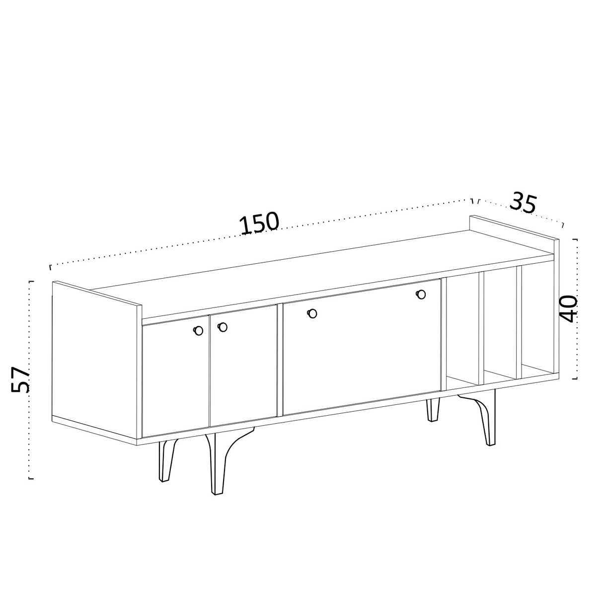 Comodă TV Antares, Stejar safir, 150x35x57 cm