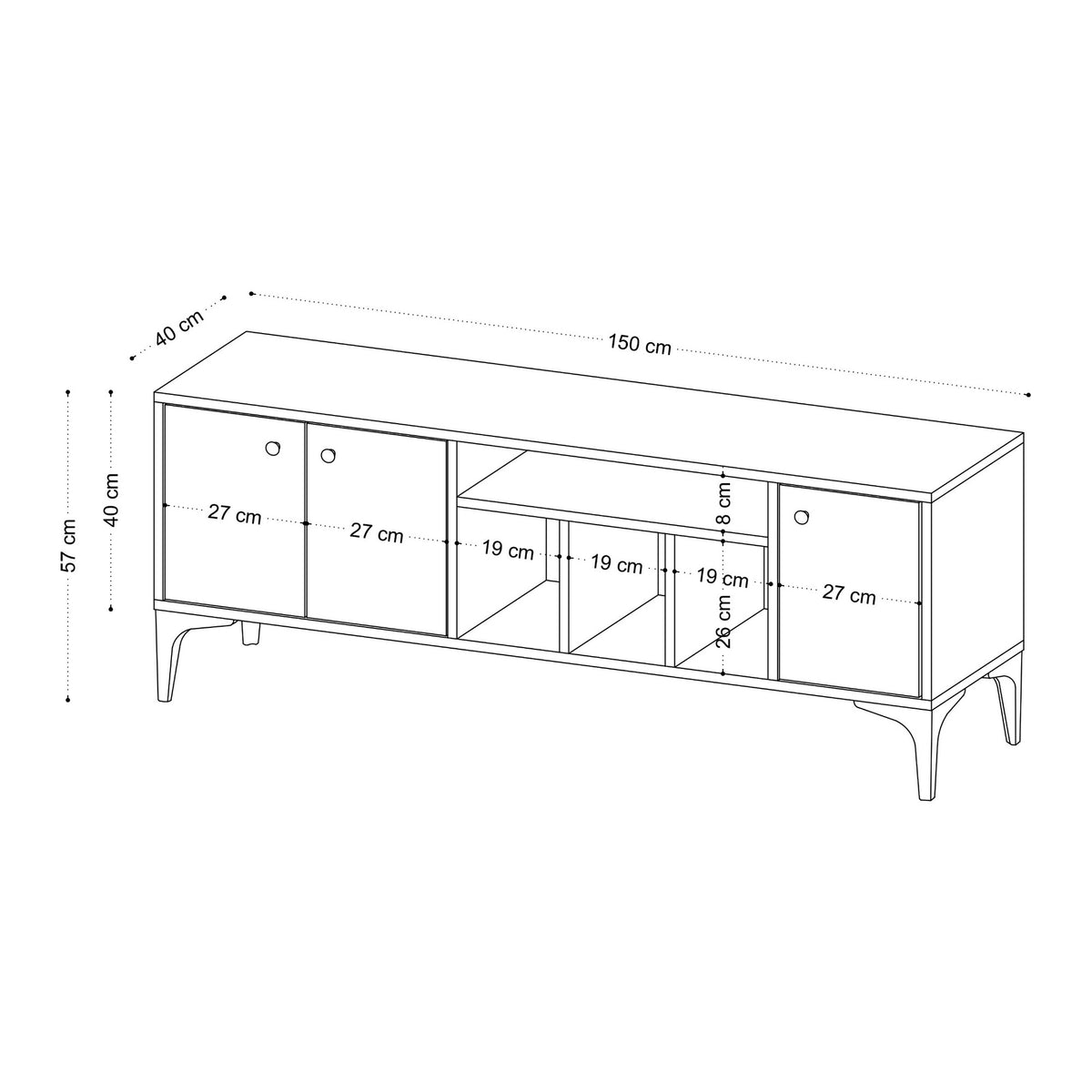 Comodă TV Luna v2, Stejar, 150x40x40 cm, SKU 393MRD1272, imagine 5
