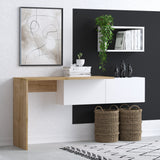 Birou Tiff, Alb - Stejar, 145x45x74 cm